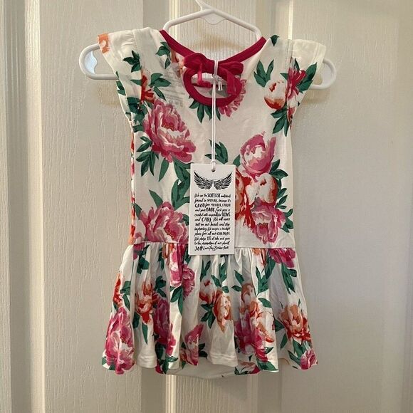 Free Birdees Peonies Twirling Bodysuit Dress Bamboo Girls Size 3-6 Months NWT - Picture 7 of 14